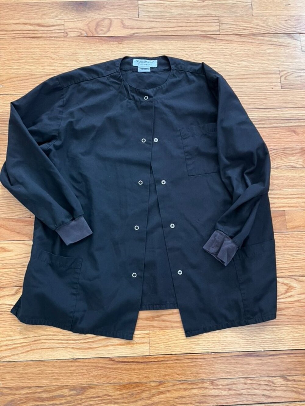 Black Snap Front Scrub Warm-Up Jacket | Natural Uniforms | Size Medium